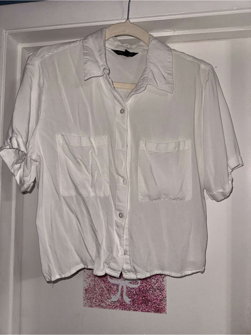 Style Envy White Cropped Button-Up Shirt